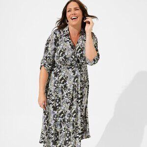 Torrid Sz2 Black Floral Shirt Dress